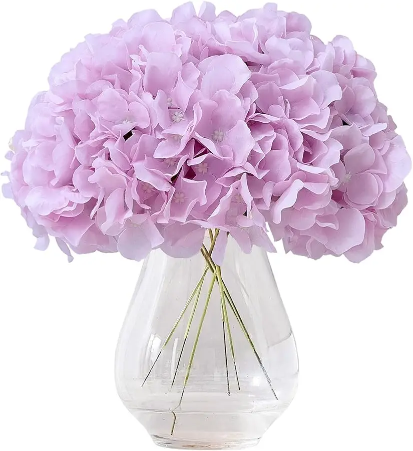 

Artificial Hydrangea Flowers Mauve Lavender Heads 10 Fake Hydrangea Silk Flowers for Wedding Centerpieces Bouquets DIY Floral De