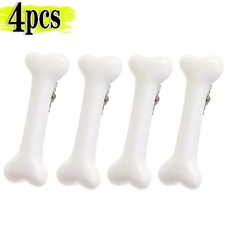 4Pcs Bone Hairpins Fashion Lovely Women Gril Headwear Barrettes Vivid Dog Bone Hair Clips Side Hair Pin Hair Accessories