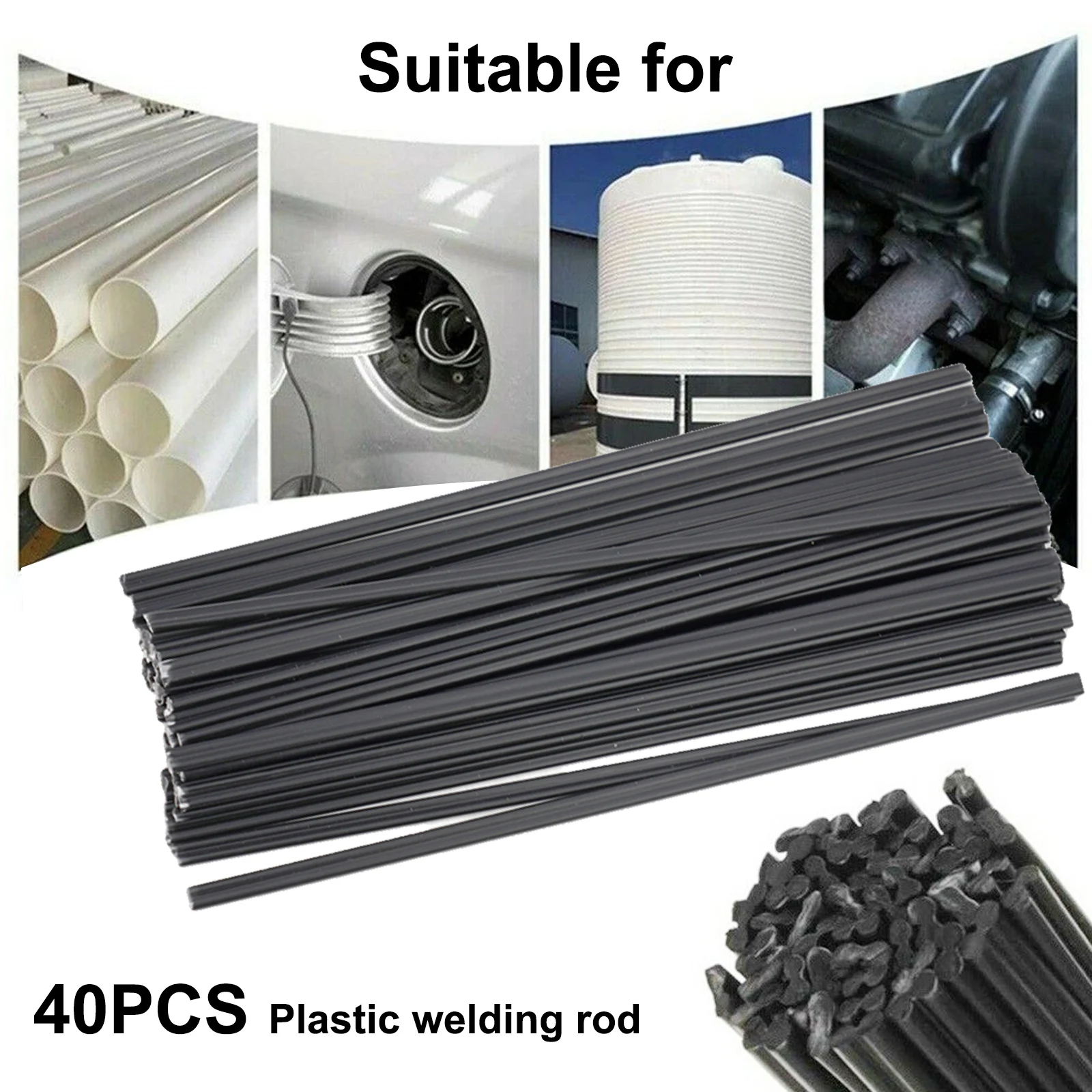 40pcs Welding Rods For Car Bumper Repair Welder Tool Accessories Soldering Supplies 200mm PP Black Plastic For Battery Shell