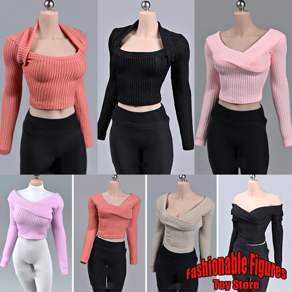 2 Style 1/6 Women's Sweater Sexy Irregular Off Shoulder Knitted Pullover Slim Long Sleeve Jumper Fit 12