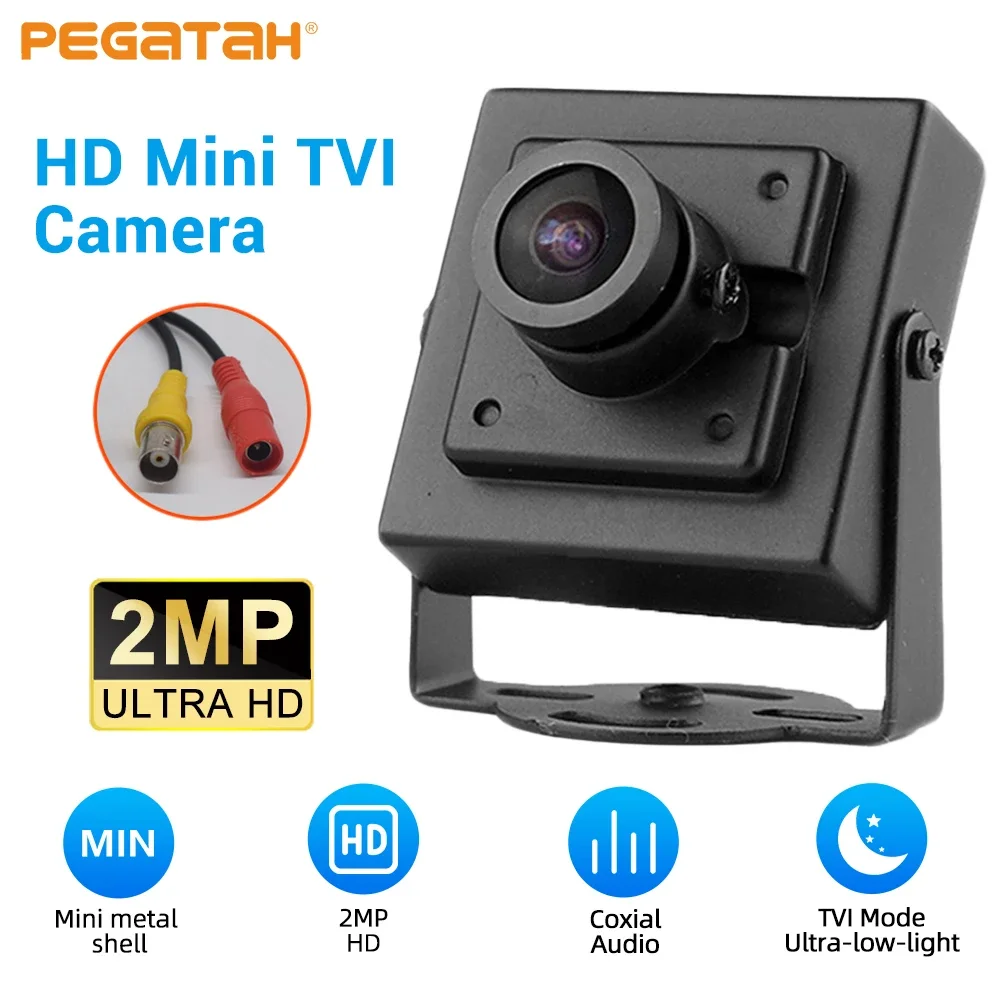 

Black Light Night Vision TVI Camera 1080P HD Mini 2MP Miniaturer Camera Analog Security Cam Supports Coaxial Audio Function