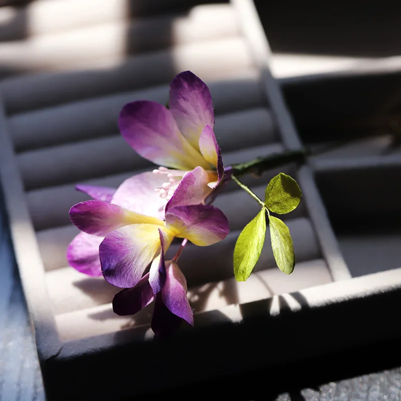 

Chinese Style Real Silk Velvet Flower Brooch New Purple Accessories Horse-Face Skirt Corsage