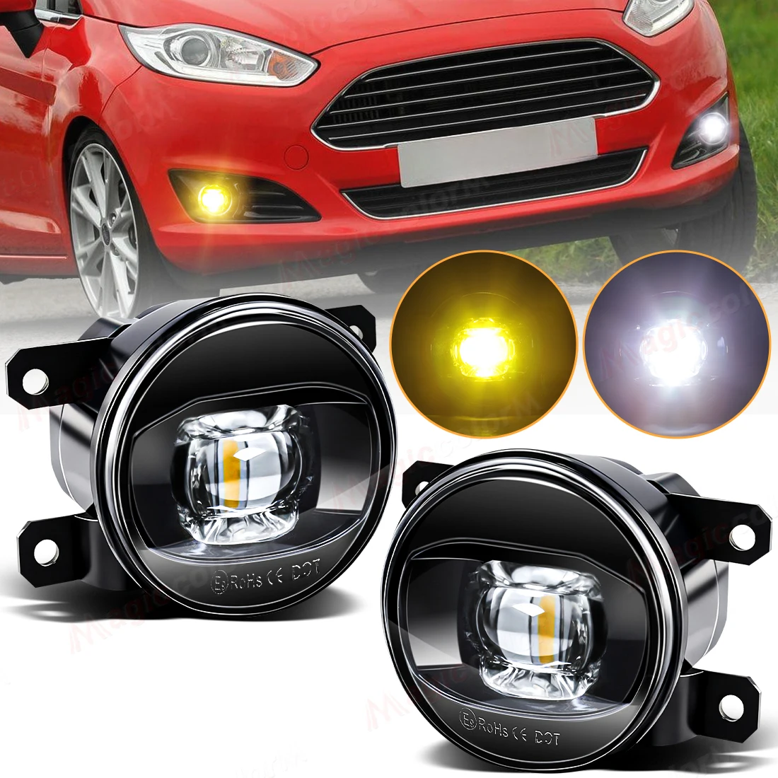 

2pcs LED Fog Light For Ford Honda Suzuki Isuzu Mitsubishi Citroen Renault Car Fog Lamp 8000LM 30W White Yellow 12V Waterproof