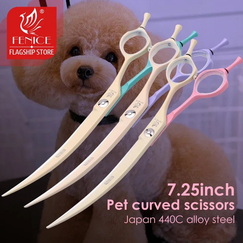 Fenice Dog Scissors 6.25/7.0inch Curved Scissors Pet Grooming Shears JP440C Dog Beauty Scissors Groomer Equipment