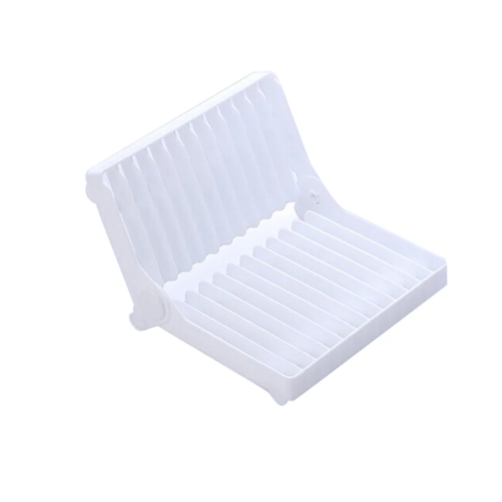 

White Foldable Dish Drying Rack 20x15cm Compact Plastic Folding Rack for Kitchen Sink Storage Dishwasher Safe Utensil Tableware