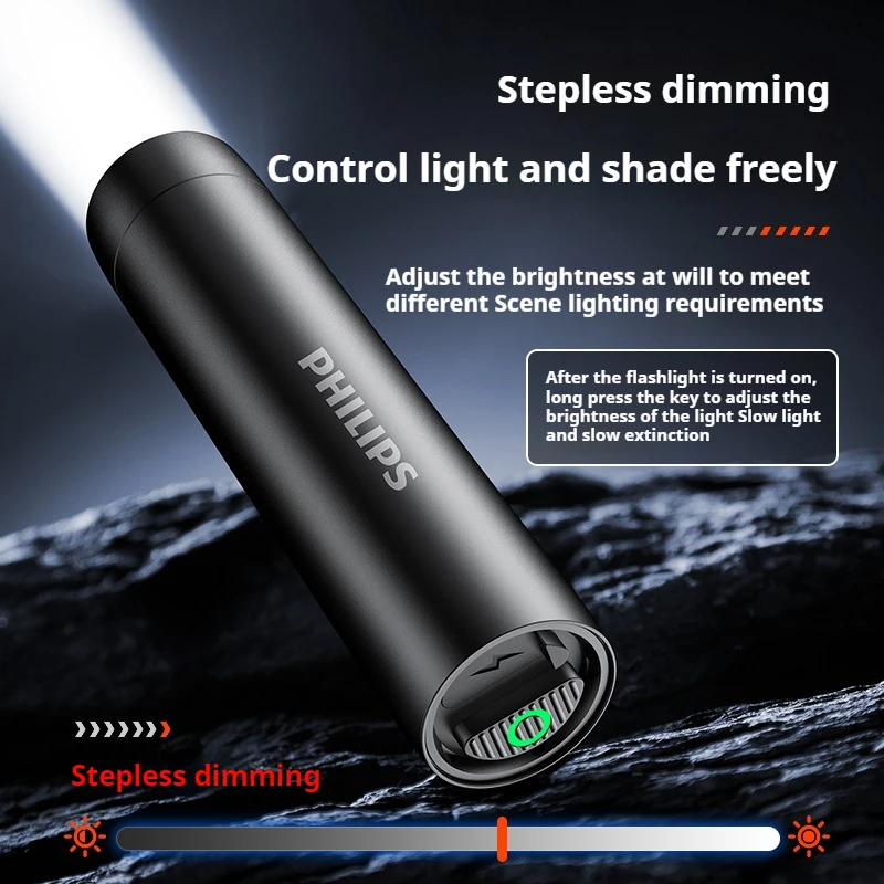 Philips SFL2202 New Long Range Mini Flashlight Rechargeable 3000mAh Battery Mini EDC Flashlight For Hiking Self-Defence