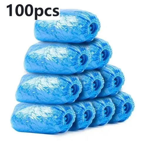100PCS disposable waterproof shoe cover plastic non-slip foot cover indoor PE padded shoe cover
