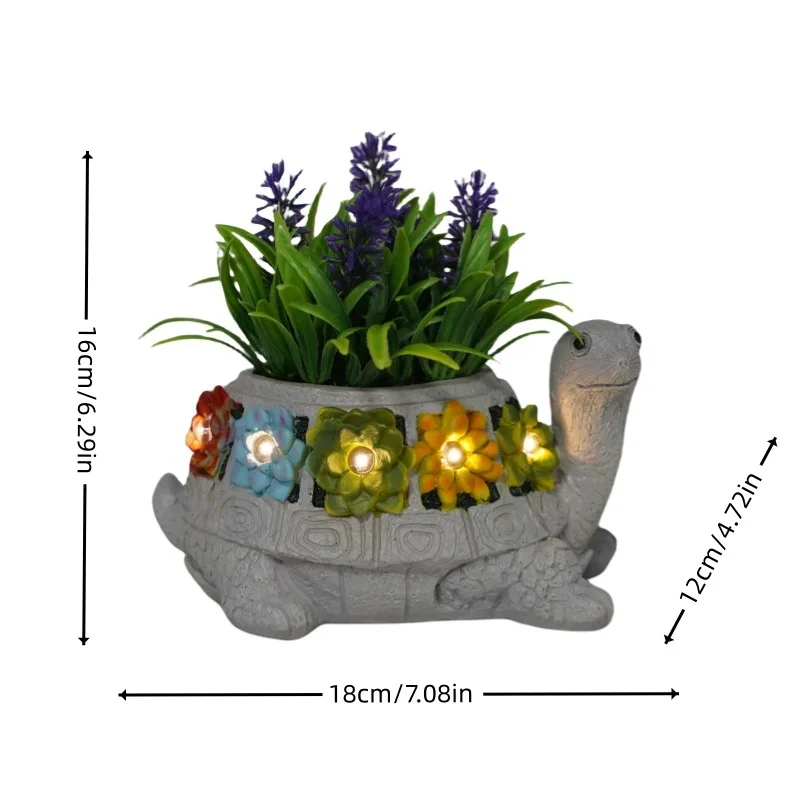 การออกแบบใหม่: กระถางดอกไม้เต่าฉ่ําตกแต่งลานกลางแจ้งงานฝีมือเรซินรายการตกแต่งระเบียงการ์ตูน