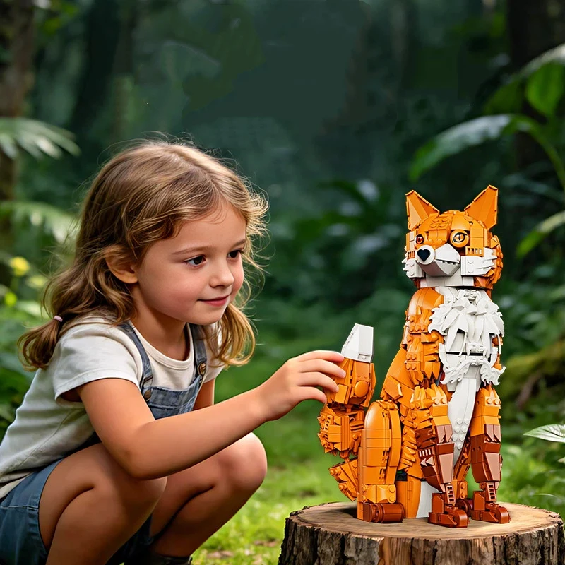 1558PCS MOC Jungle Fox Model Building Block Sets Mushroom Flower Creative City Home Ornaments Animal Bricks Toys for Adults Gift view 3