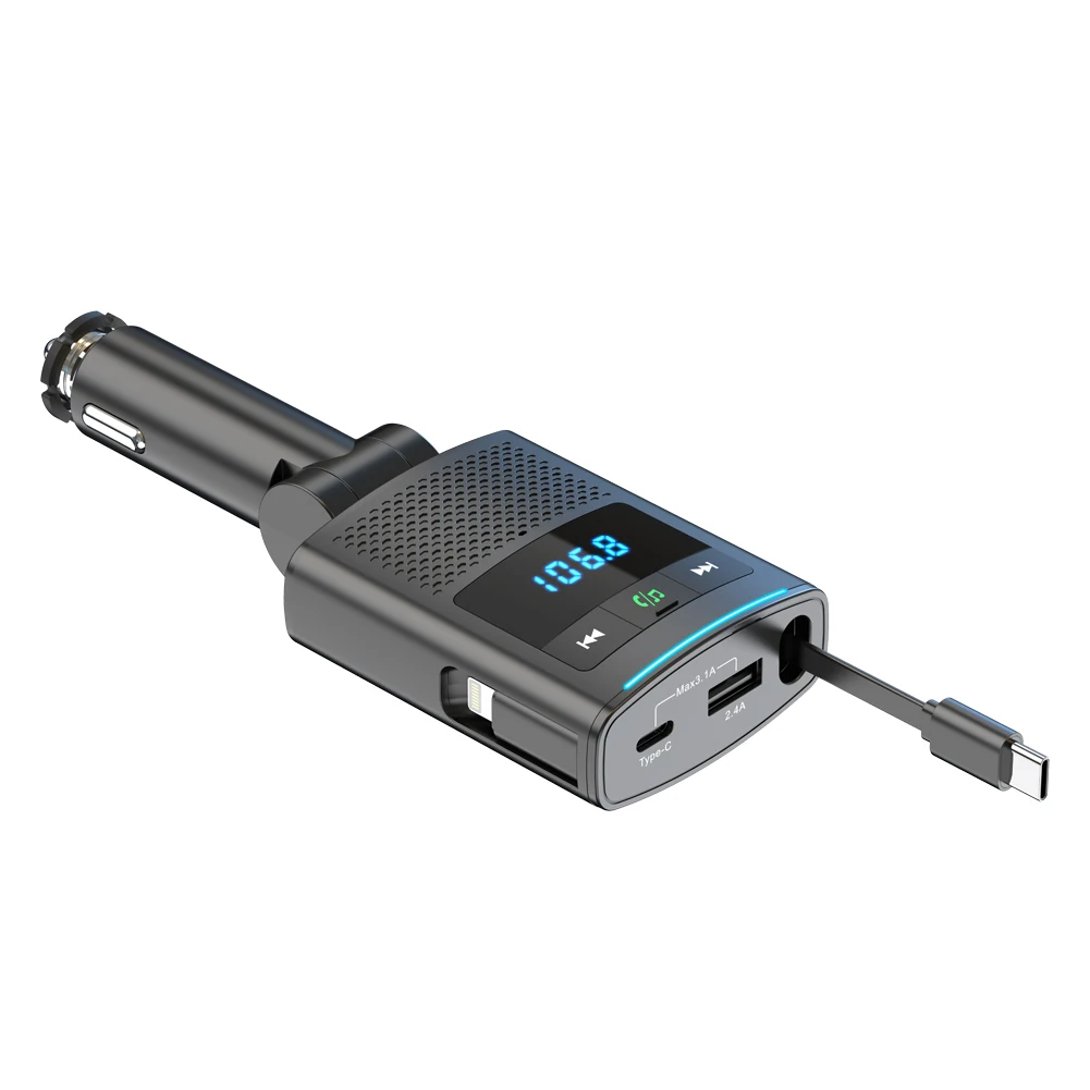 80.5W Customer Favorite Bluetooth Connectivity Car FM Transmitter Wire Connection Car Charger for Car Audio Upgrade BC99