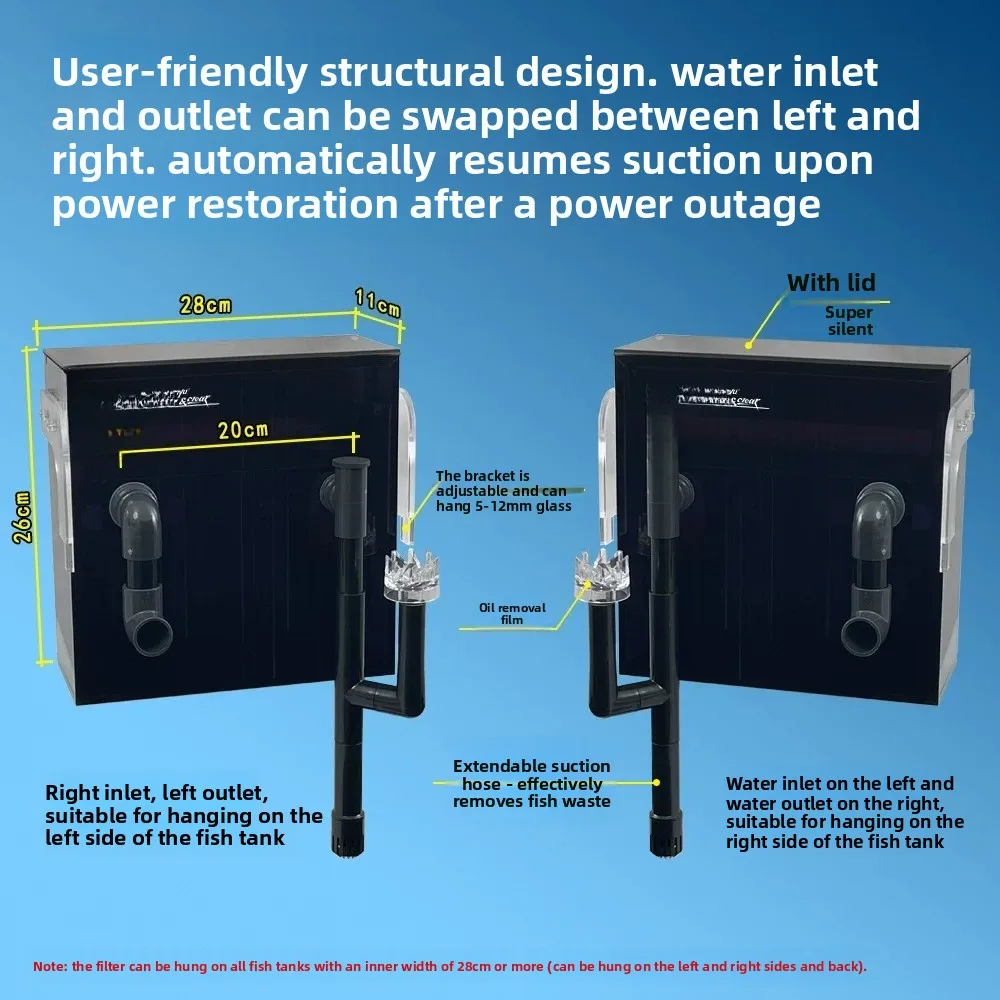 Dry and wet separation trickle box wall-mounted filter external filter material silent water purification cycle three-in-one