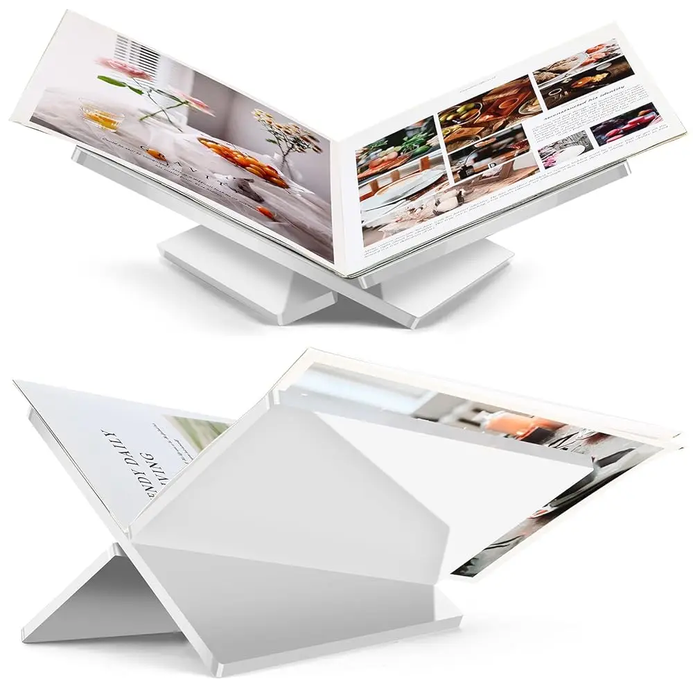 

Большая белая акриловая подставка для книг, 12,5 x 9,5 x 5,7 дюймов, держатель для книг с открытым верхом для демонстрации и чтения кулинарных книг