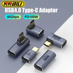 NNBILl USB 4.0 PD 100W 8K 60Hz Charger Connector for 40Gbps High Speed USB C OTG U-Shape Straight Angle Male to Female Adapter