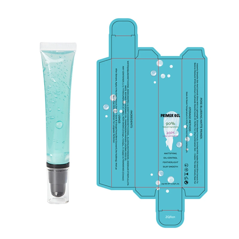 Wegański makijaż private label hurtowo, matujący primer żelowy kontrolujący wydzielanie sebum, z możliwością personalizacji logo, baza pod makijaż Ice Crystal, wygładzający podkład.