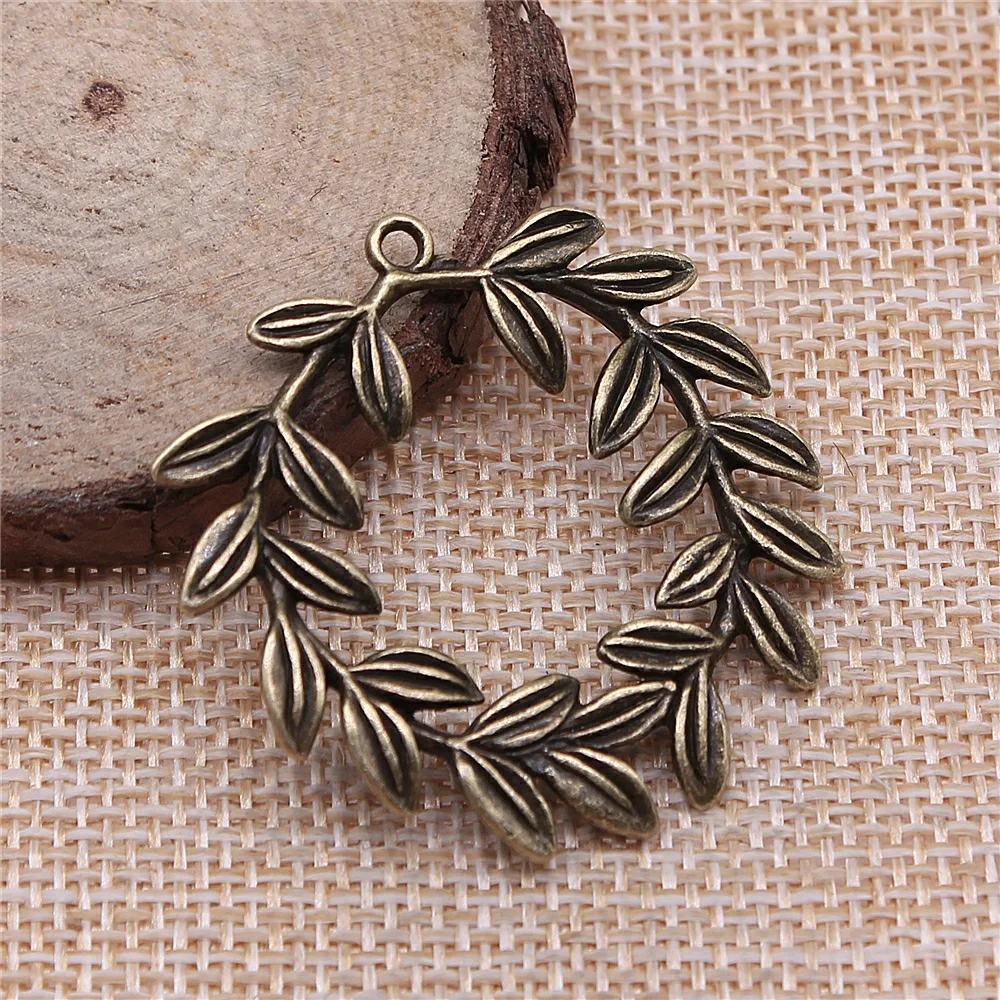 WYSIWYG 4pcs Charms Olive Branch Wreath 41x36mm Pendants Making DIY Handmade Jewelry