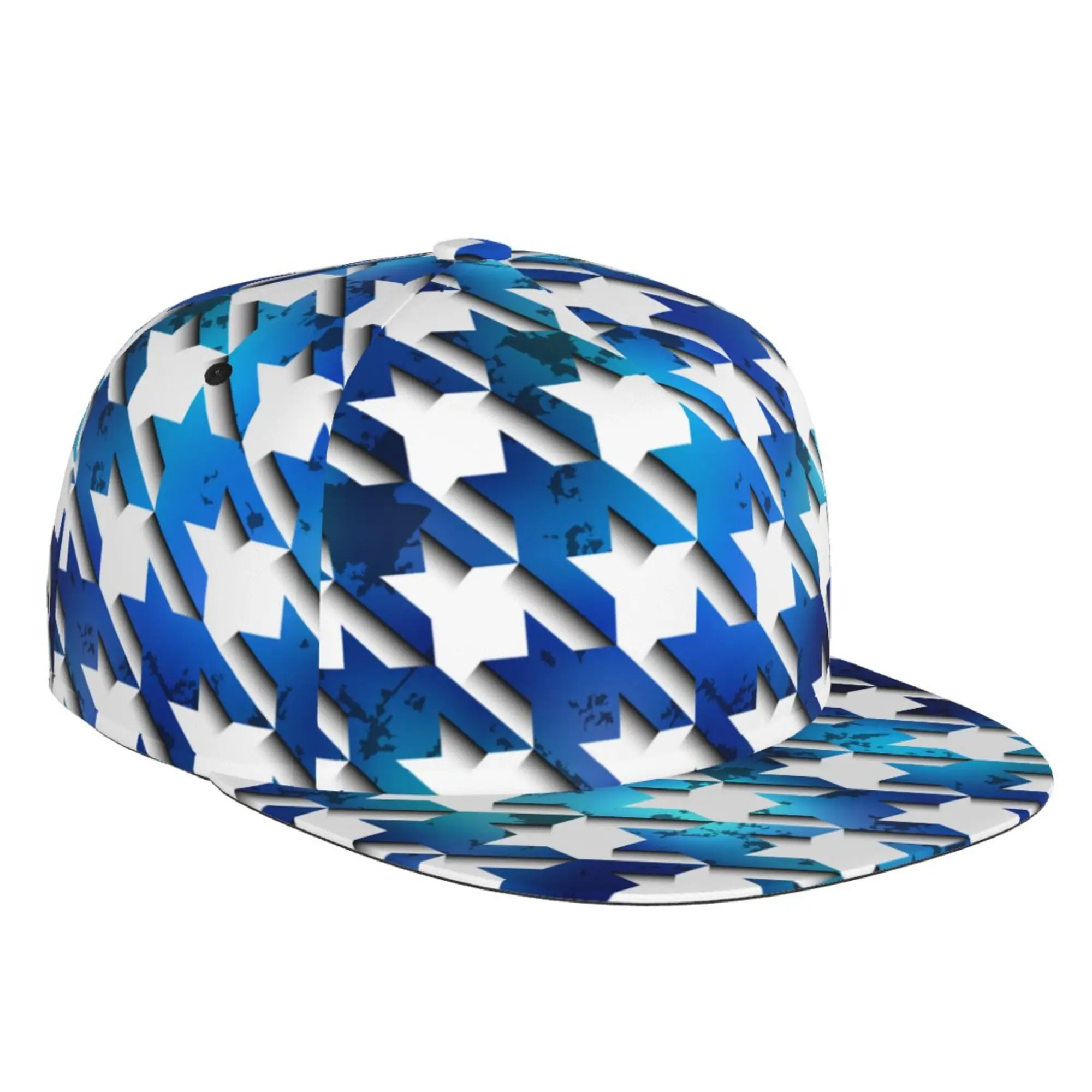 Blue Houndstooth Design Baseball Cap Hiphop Fashion Hats All Seasons for Men Women Teens Boys One Size Adjustable Men Cap