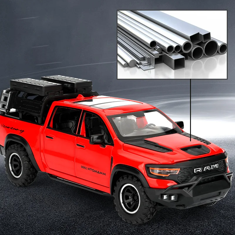 1/32 RAM 1000 TRX Mammoth Picku Alloy Car Model Sound And Light Pull Back Children's Toy Collectibles Birthday Gift