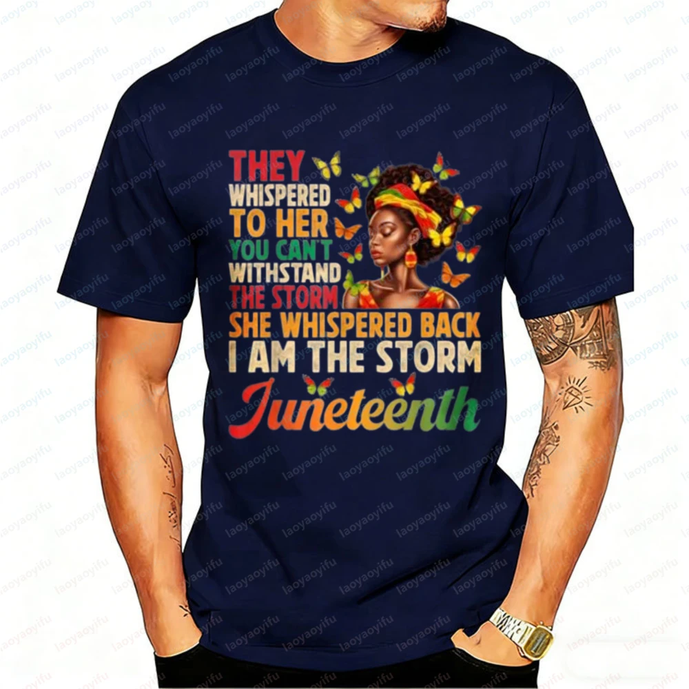 

Juneteenth I Am The Storm T-Shirt Men African American Woman Butterfly Graphic Tee Black History Freedom Emancipation Day Tshirt