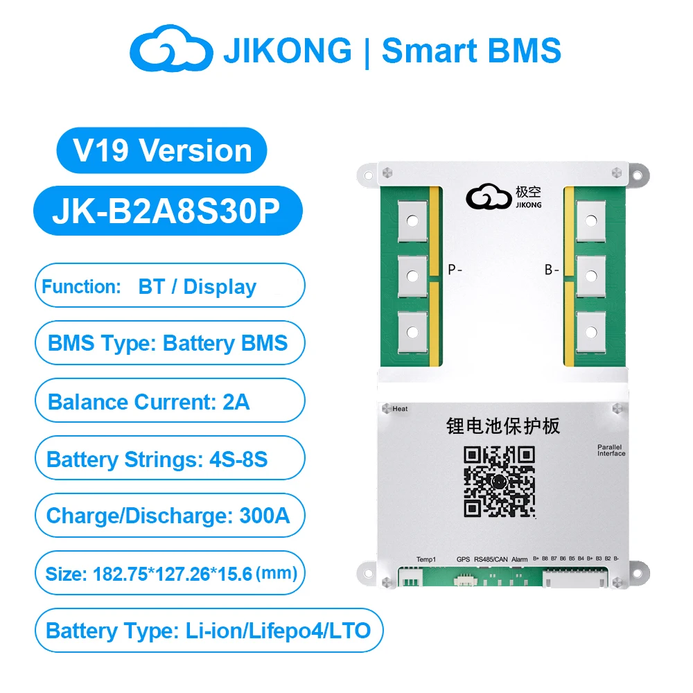 JIKONG JK BMS V19 Smart BMS 4S-8S BT RS485 Warmte KAN Parallel 1A ~ 2A Actieve Balancer voor Li-ion LiFePo4 Lto Batterij BMS 100A-300A