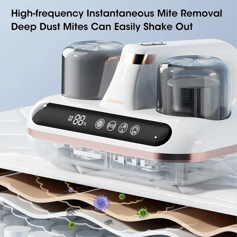 Wireless Handheld UV Mite Remover Strong Beating Sterilizer Intelligent Household Bed Cleaner for Mattress Carpet