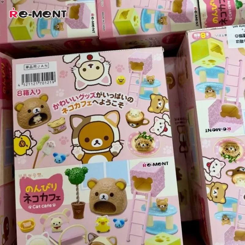 

Коллекционная фигурка Re-Ment Blind Box: Оригинальная серия Rilakkuma Nonbiri Neko Cat Cafe, миниатюрная сцена, игрушка-украшение, подарок на день рождения