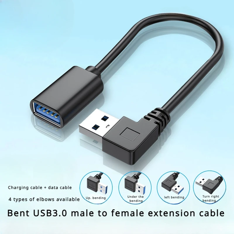 90Degree USB3.0 Male to Female Right Angle Extension Adapter USB Upward Elbow Adapter 5Gbps For Laptop PC Connector Converte