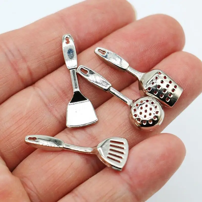 4pcs DIY Dollhouse Miniature Kitchen Utensils Kit Cute Educational Exquisite Mini Dollhouse Accessories For Shelves Bedside Desk