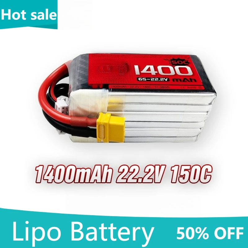 

1400mAh 6S 22.2V 150C LiPo Battery For RC Quadcopter Helicopter FPV Racing Drone Spare Parts Rechargeable Battery