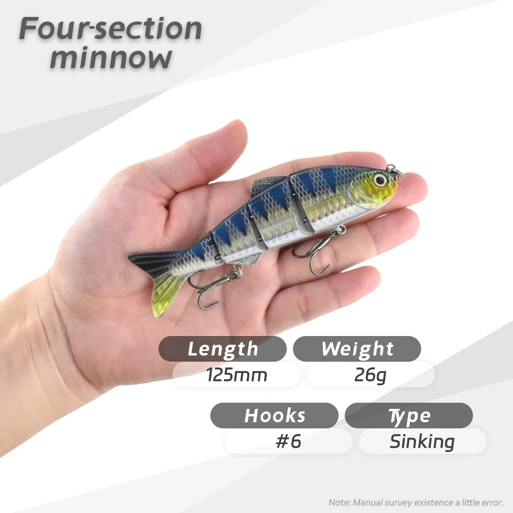 Sinking Swing Tuna shing Lures 12cm Multi Joint Crank Hard Artificial Bait Plastic Ocean Fishing Tackle Accessories