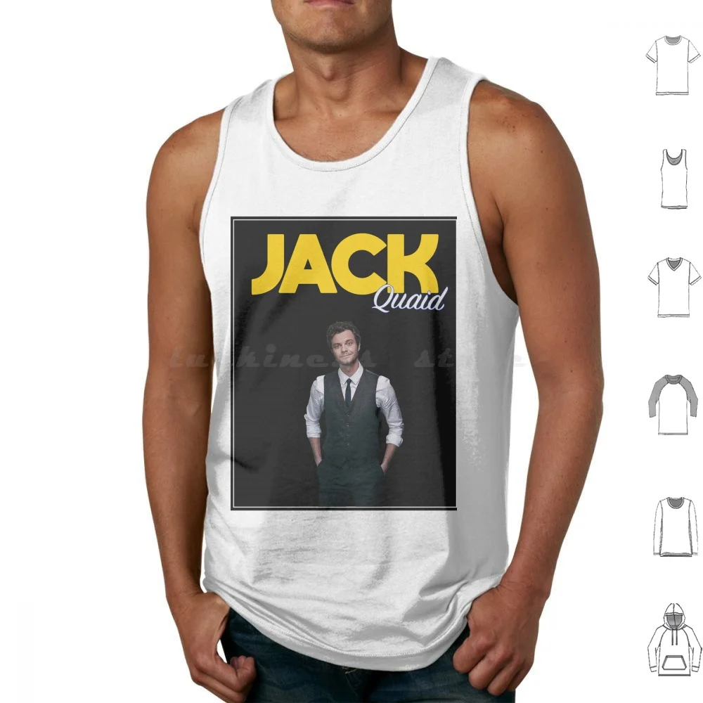 Jack Quaid Vintage Look Fan Vest Tank Tops Print Cotton Jack Quaid Vintage