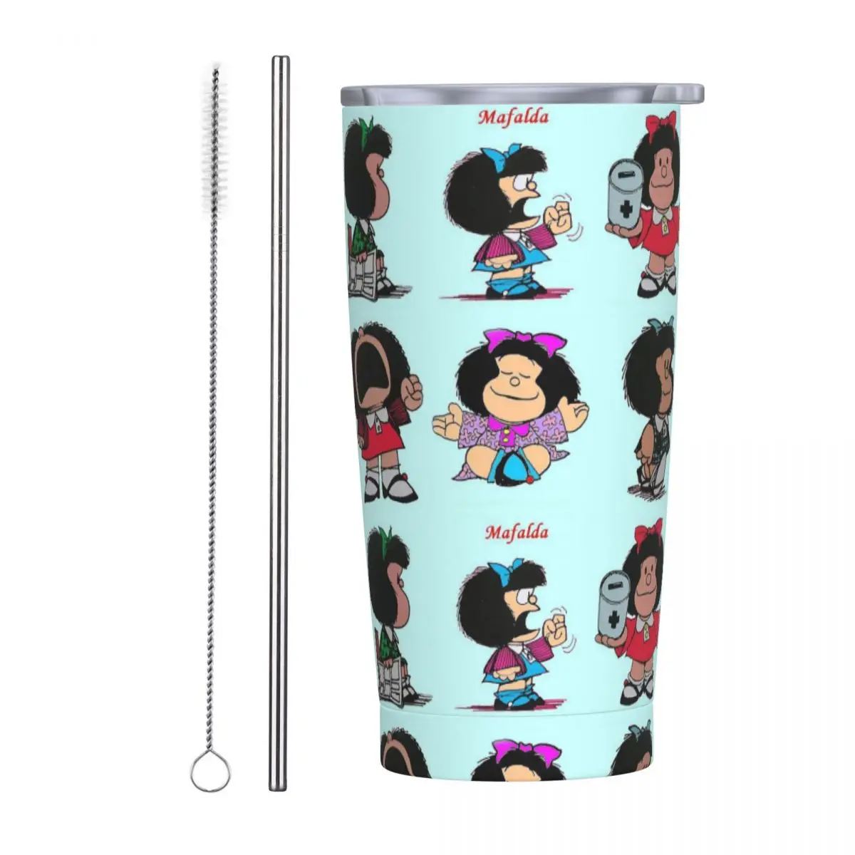 Mafalda Tumbler isolato sottovuoto Kawaii Cute Amine tazze da caffè boccetta sottovuoto tazza a doppia parete bottiglia d\'acqua, 20oz