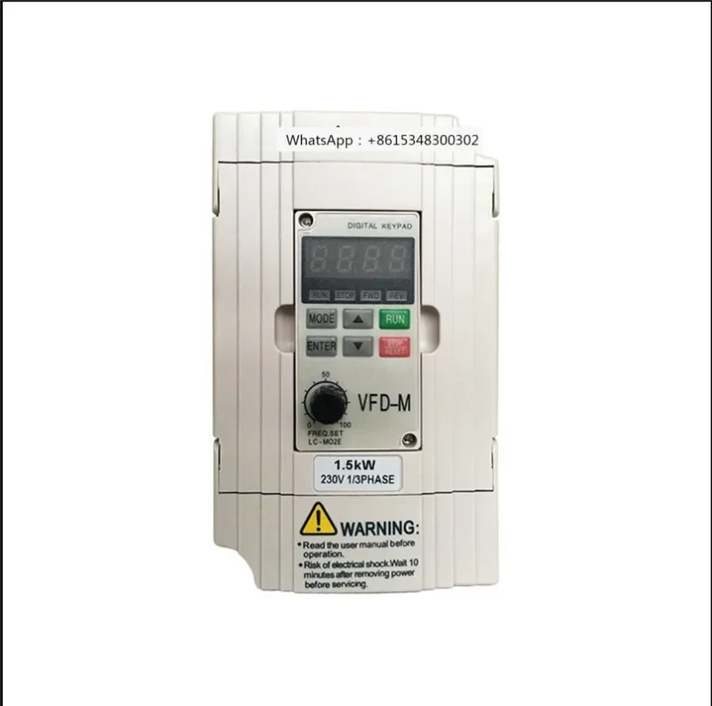 Novo inversor VFD015M21A, 0,4KW /0,75KW/1,5KW, frequência de saída 0,1-400Hz frequência transportadora de até 15kHz