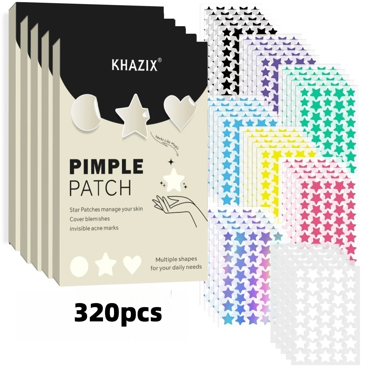 320 قطعة من بقع حب الشباب/رقع حب الشباب الغروانية المائية/لحب الشباب والعيوب والبثور/بدون بقايا/رقع حب الشباب/منتجات العناية بالوجه