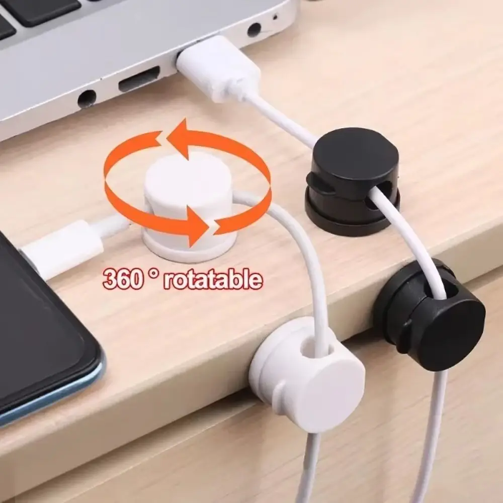 Picture 6: 3Pcs Wire Arrangement Magnetic Cable Organizer Adjustable Adhesive Cord Holder Rotatable Cable Clips Nightstand