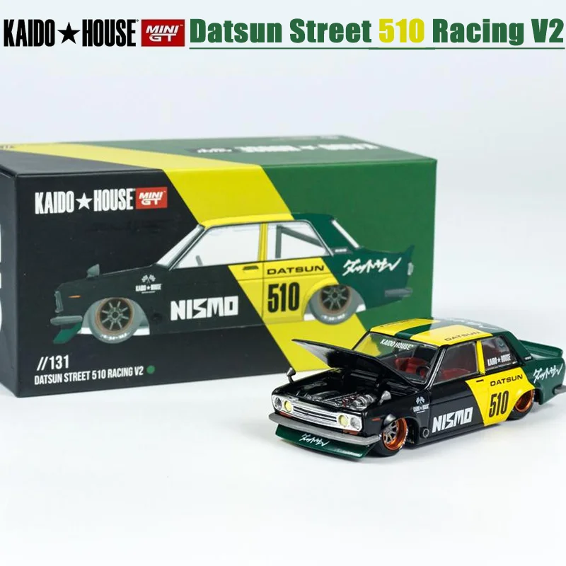 MINIGT 1/64 Datsun 스트리트 510 레이싱 V2 합금 장난감 자동차, 다이캐스트 금속 모델 선물