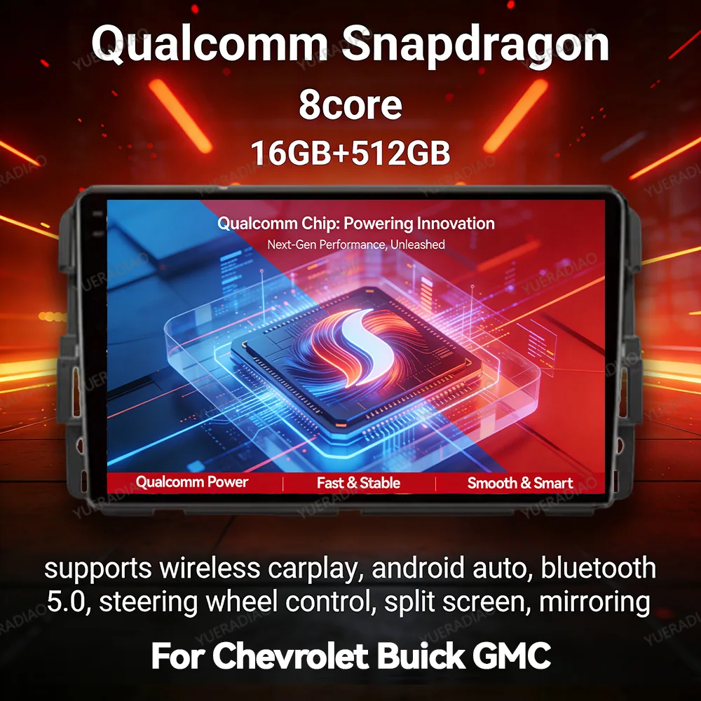 Radio para Auto Android 17 para Chevrolet Silverado, Impala, GMC Yukon, Acadia, Sierra, Reproductor Multimedia con Carplay, GPS, 4G, WIFI, QLED