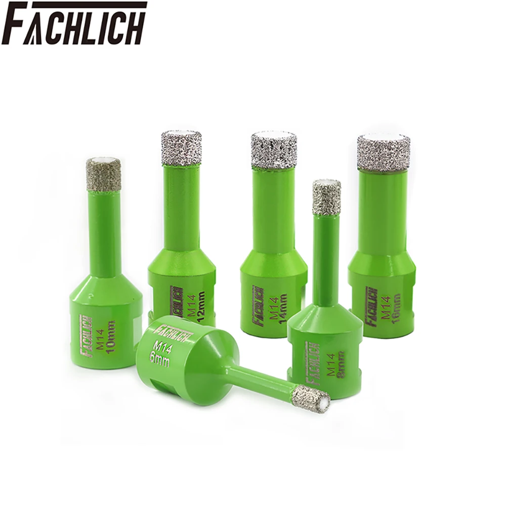 FACHLICH 1pc Diamond Drill Core Bits Dia6-16mm Hole Saw Ceramic Tile Granite Marble Stone M14 Thread Dry Drilling Angle Grinder