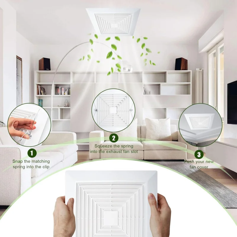 스프링이 있는 욕실 배기 팬 커버 9인치, 흰색 천장 또는 벽걸이형