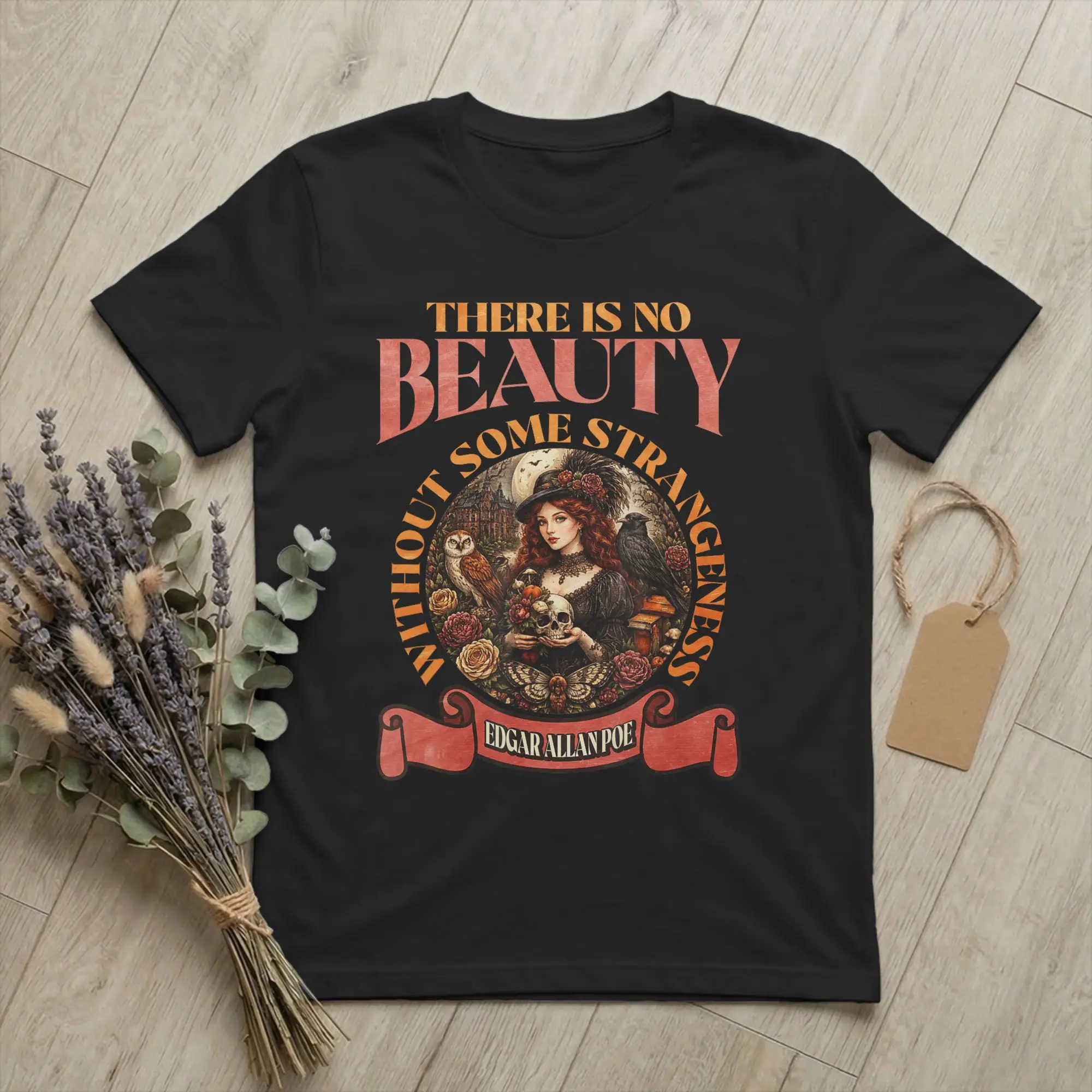 Vintage Beauty Strangeness Edgar Allan Poe T-Shirt Men Crewneck Cotton T Shirt Poet Short Sleeve Tee Shirt 4XL 5XL 6XL Tops