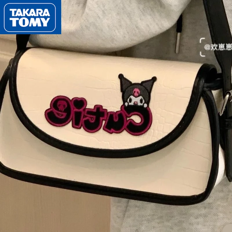 

TAKARA TOMY New Hello Kitty Detachable Crocodile Pattern PU Dark Buckle Ladies Underarm Bag Girls Cute Simple Shoulder Bag