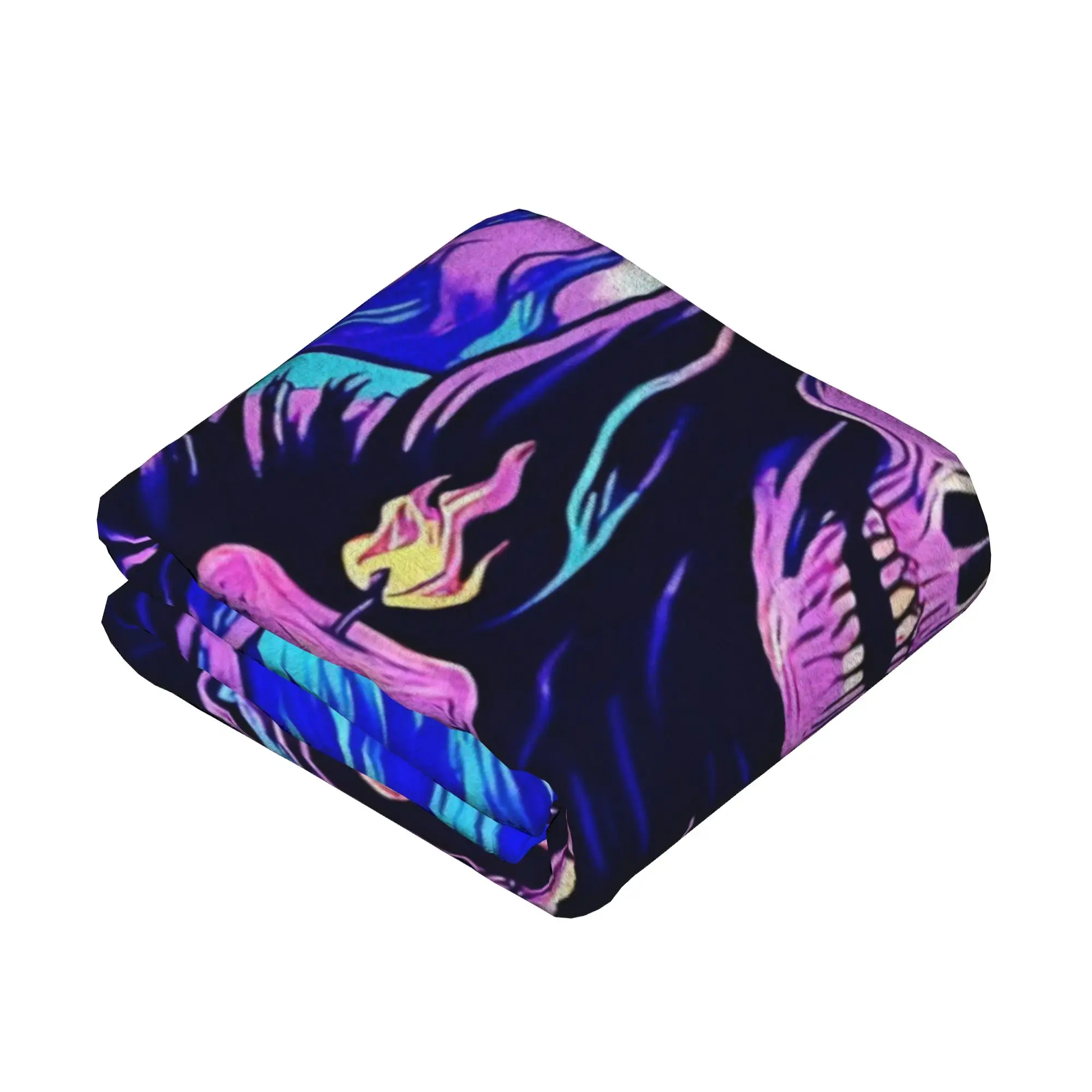 Skull Halloween Blanket Glow in the Dark Psychedelic Gothic Throw Blankets Summer Air Conditioning Decor Soft Warm Bedspreads