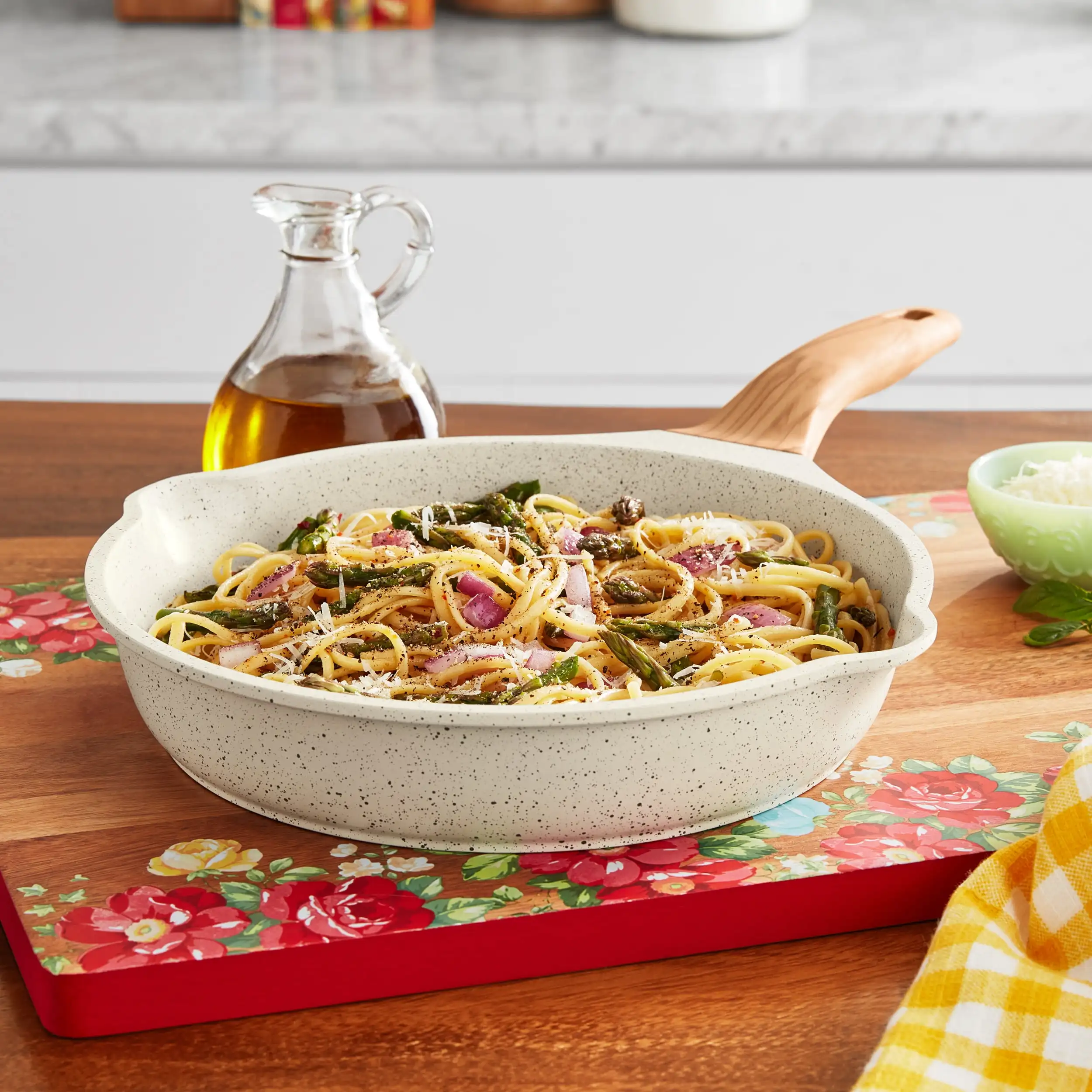 Sartén de aluminio fundido de 10", lino moteado, ollas y sartenes, utensilios de cocina, sartenes, olla de cocina antiadherente