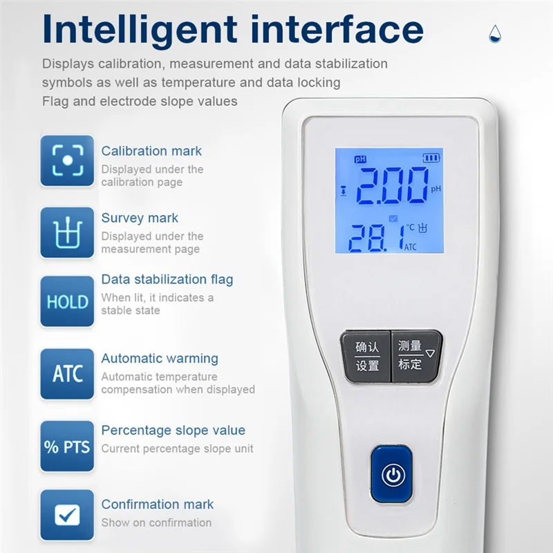 AM-PH Pen Type Acidity Measuring Meter High Precision Water Quality Tester Pool Aquarium Water Quality Test Tool EU Plug