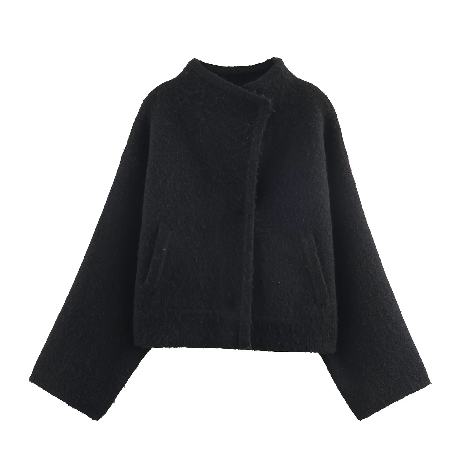 معطف شتوي نسائي محبوك جديد من KASLEAD سترة طيار مزدوجة الصدر ملابس خارجية طويلة من ألياف البوليستر