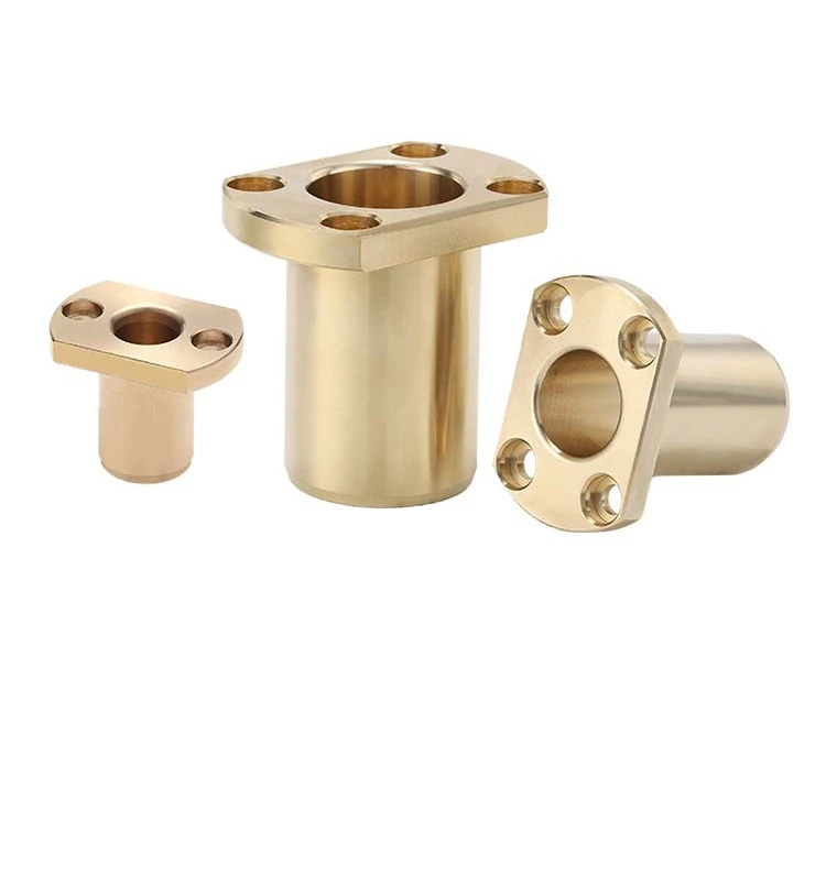 10PCS  Brass sleeve, double-sided cutting flange, integrated oil-free liner, wear-resistant sleeve, self-lubricating bearing