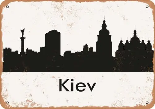 Metal Sign - Kiev Skyline - Vintage Look