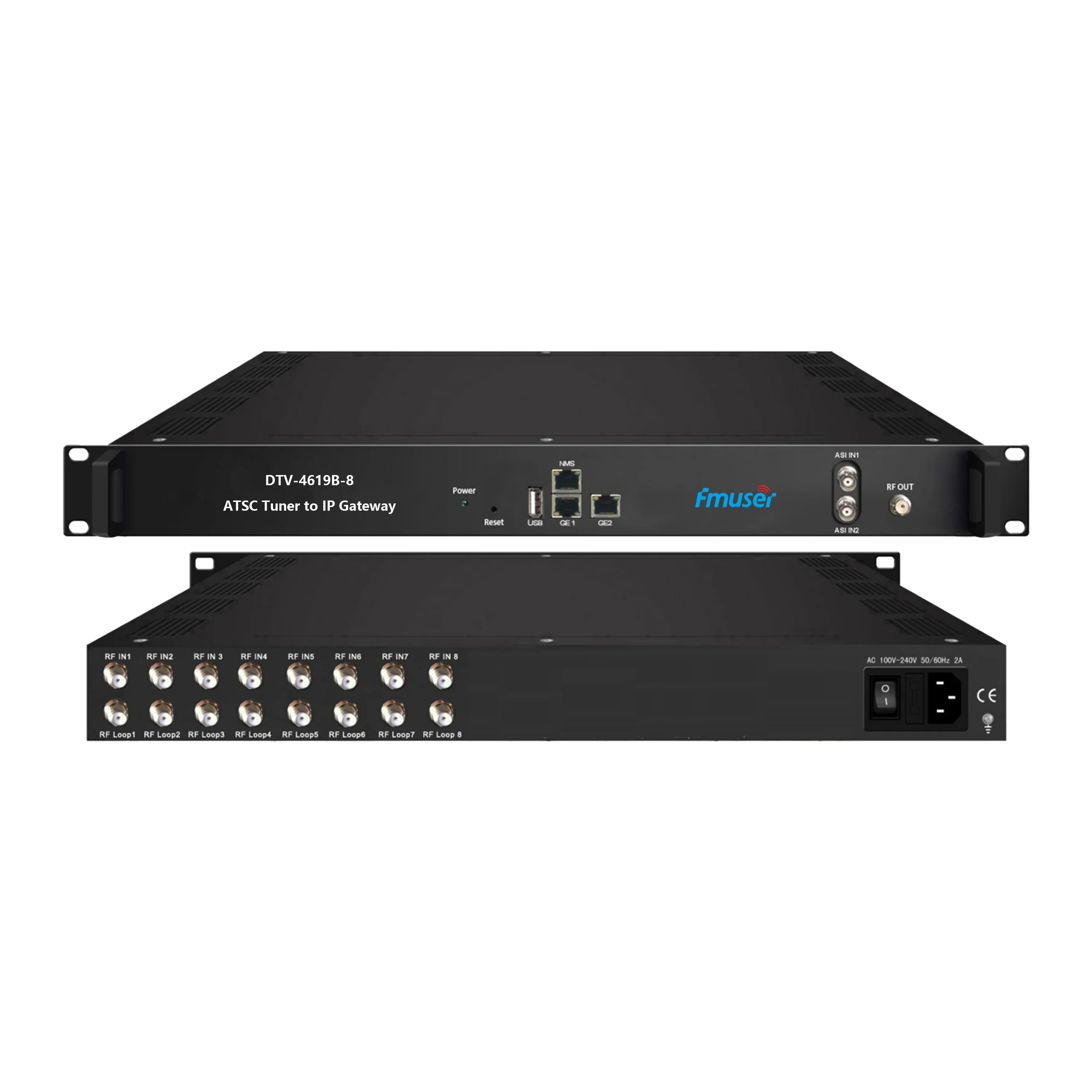 FMUSER DTV-4619B 8/16/24 FTA ATSC or 2/1 ASI and 1 USB in 8/16/24 MPTS+2MPTS or 256/512/1024 S