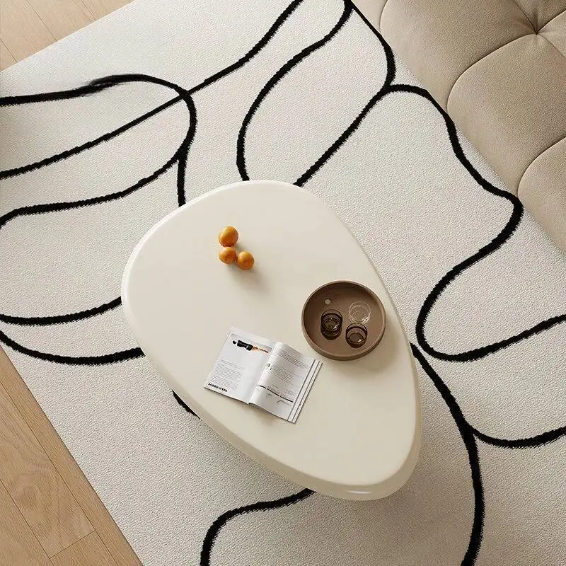 โต๊ะกาแฟทรงพิเศษสไตล์นอร์ดิกสำหรับห้องนั่งเล่น โต๊ะเก็บของ โต๊ะดีไซน์หรูหราทันสมัย ฐานโต๊ะไม้ เฟอร์นิเจอร์