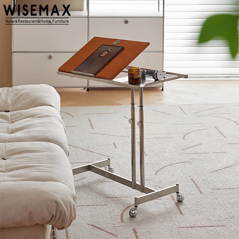 WISEMAX FURNITURE Meubles d'hôtel à domicile nordique moderne Table pliante en bois Table d'appoint de canapé à hauteur réglable pour salon