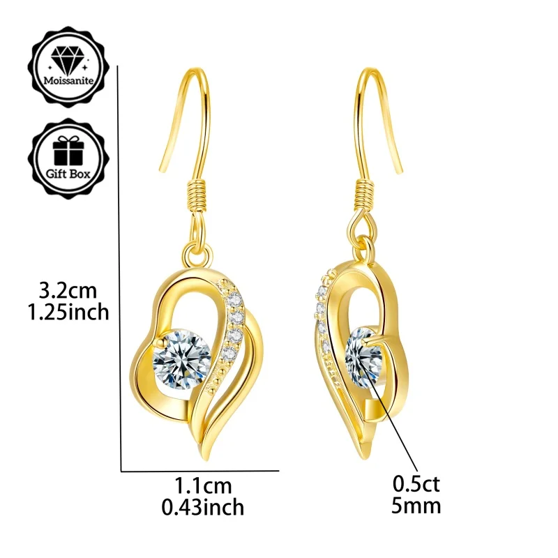 

LAMVOICE jewelry for women/Hypoallergenic earring earrings with 1 carat moissanite christmas gift for high quality jewelry